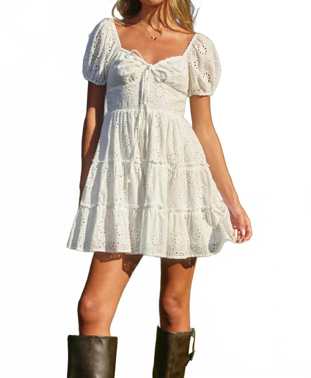 NEW DRESS FORUM eyelet mini dress in white
